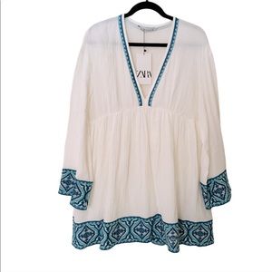 Zara  embroidered textured mini dress